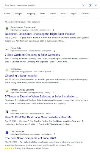 How homeowners choose a solar installer | A.R. Environmental Content Marketing House