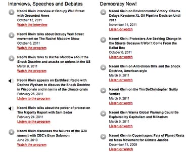 naomi klein audio and interviews