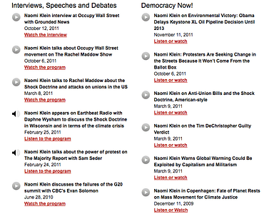 naomi klein audio and interviews