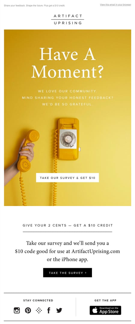 Example of survey email | email marketing | A.R. Marketing House